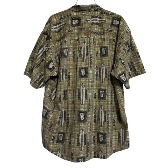 Vintage 90s Weathered Dye Crossings Button-up Shirt Men's XL Brown Green Tribal - Picture 6 of 13